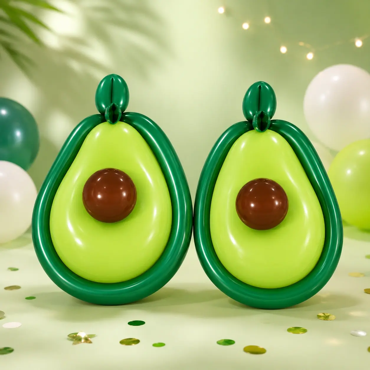 Manos ajustan globos verdes durante el armado de una figura.